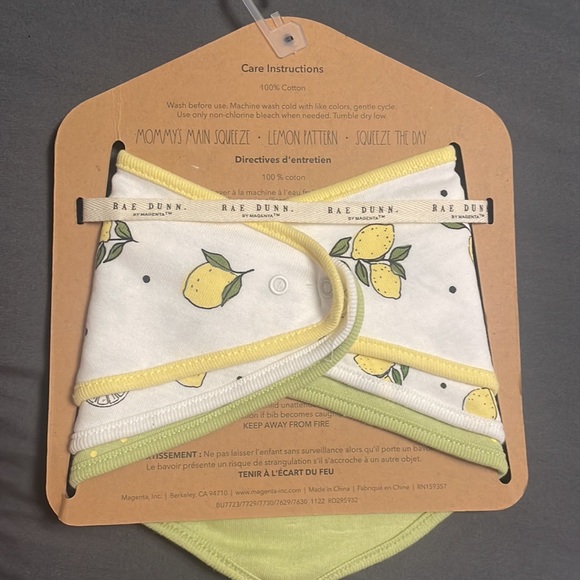 Lemon Theme Baby Bibs Rae Dunn Baby - Picture 5 of 5